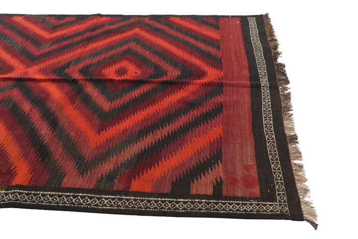 4' 9 x 11' 1 Hand Woven Kilim Fars Wool Runner Rug