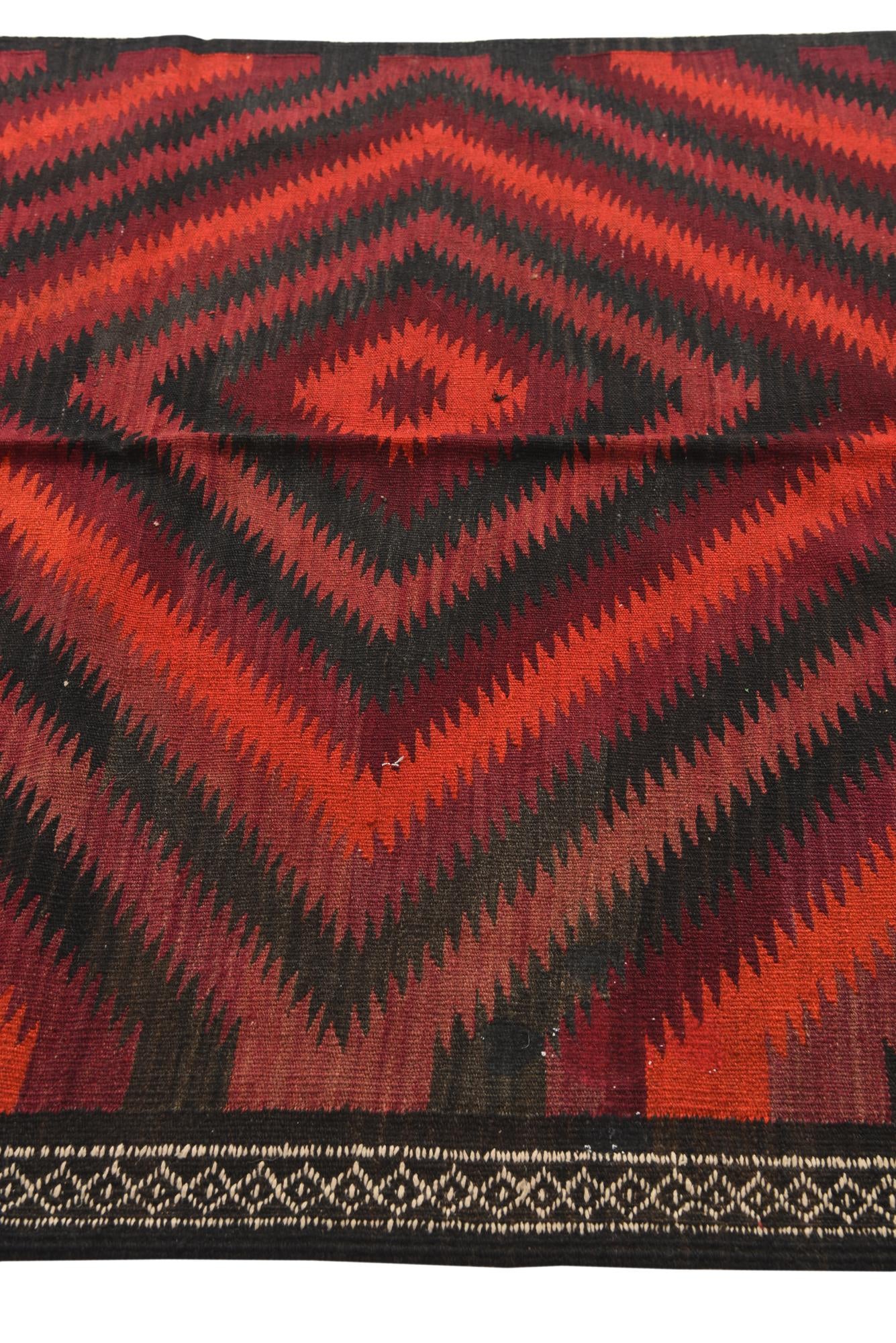 4' 9 x 11' 1 Hand Woven Kilim Fars Wool Runner Rug