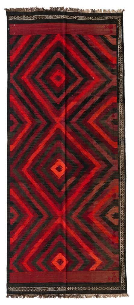 4' 9 x 11' 1 Hand Woven Kilim Fars Wool Runner Rug