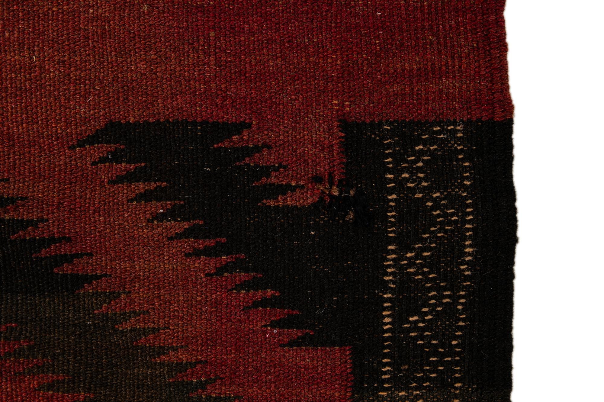 125cm x 435cm Hand Woven Kilim Fars Wool Runner Rug