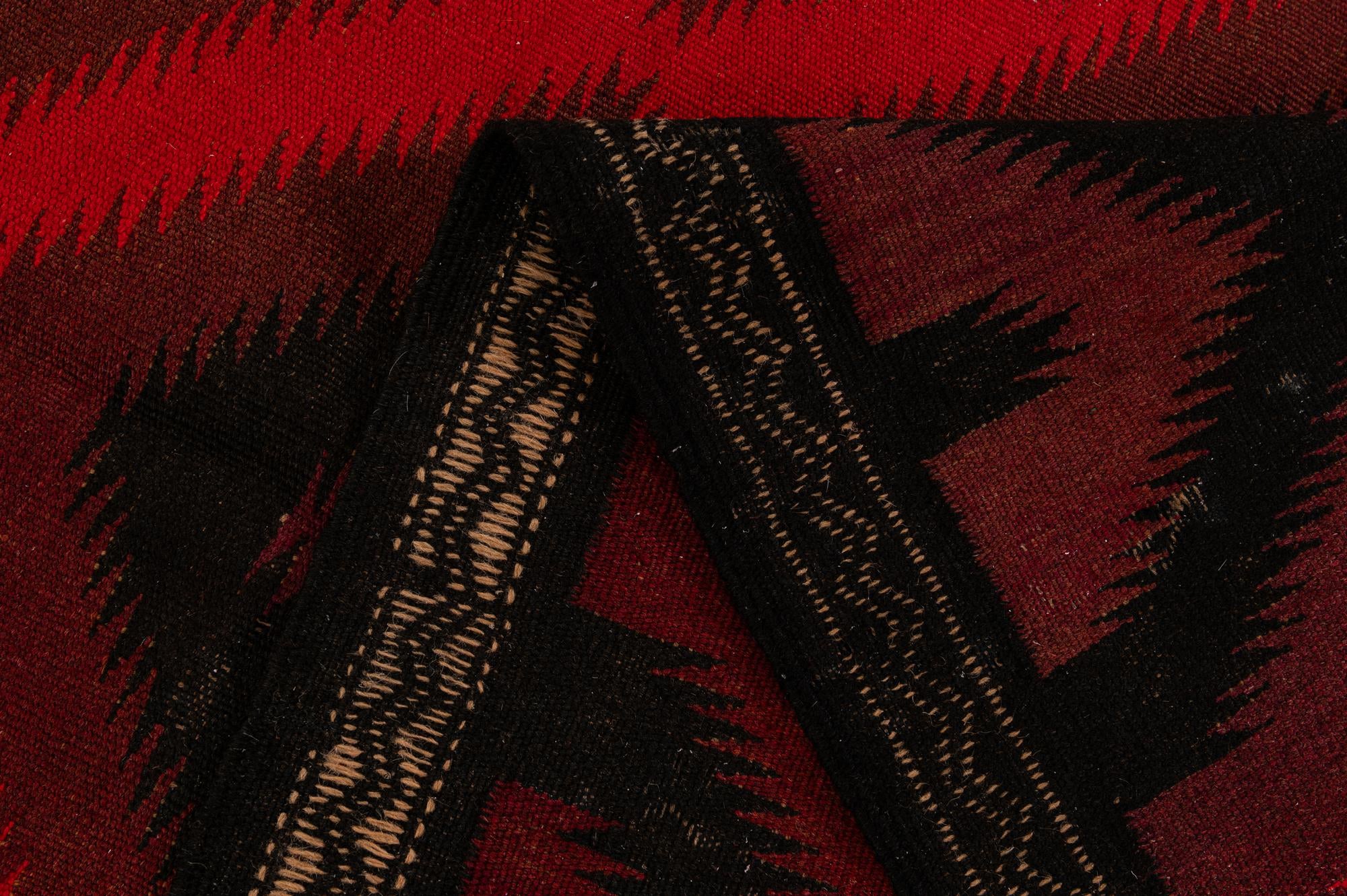 125cm x 435cm Hand Woven Kilim Fars Wool Runner Rug