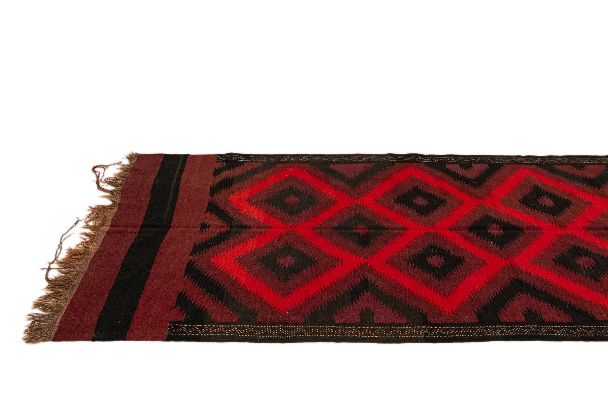 125cm x 435cm Hand Woven Kilim Fars Wool Runner Rug