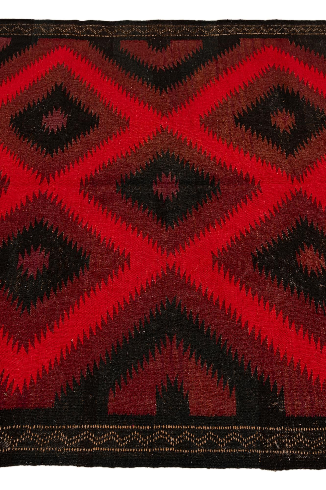 125cm x 435cm Hand Woven Kilim Fars Wool Runner Rug