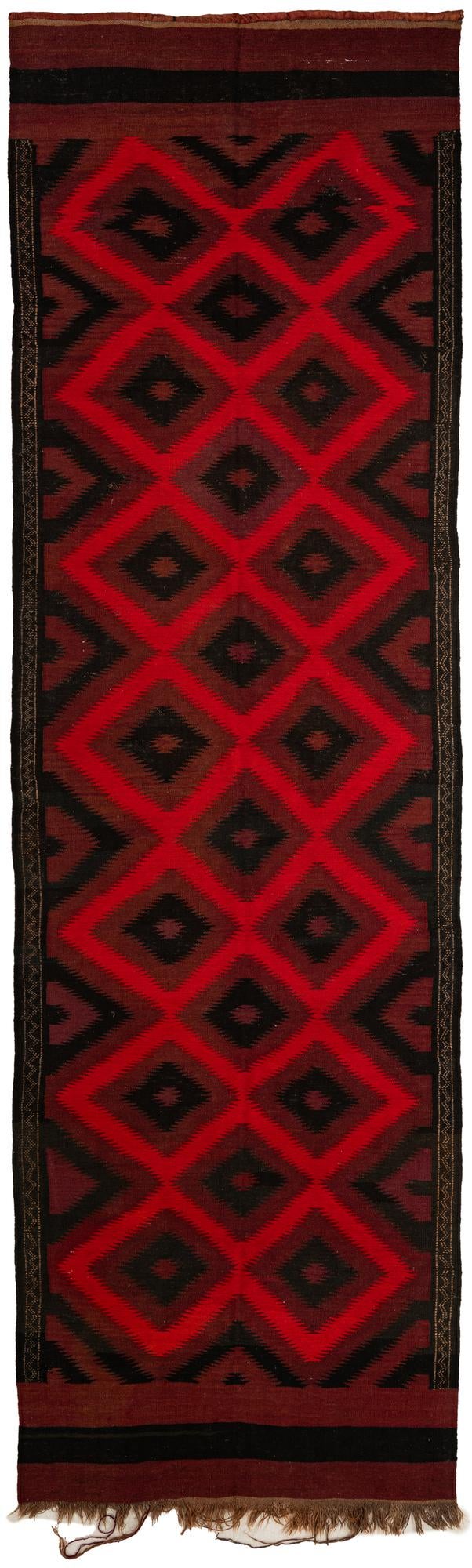 125cm x 435cm Hand Woven Kilim Fars Wool Runner Rug