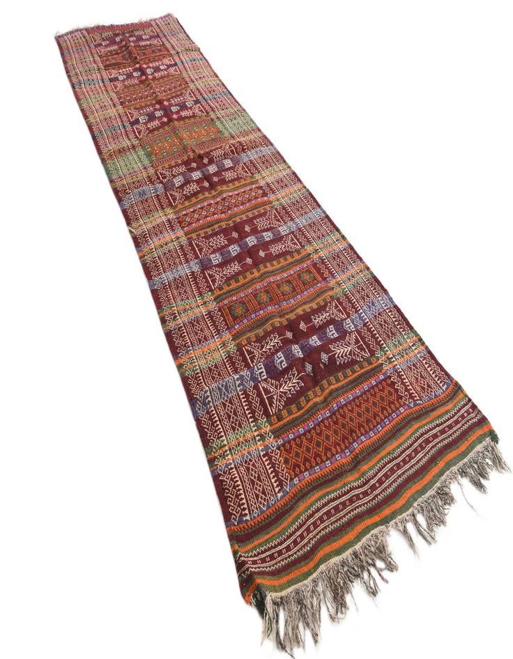 Detail image of 3' 8 x 12'  Hand Woven Kilim Fars Wool Runner Rug