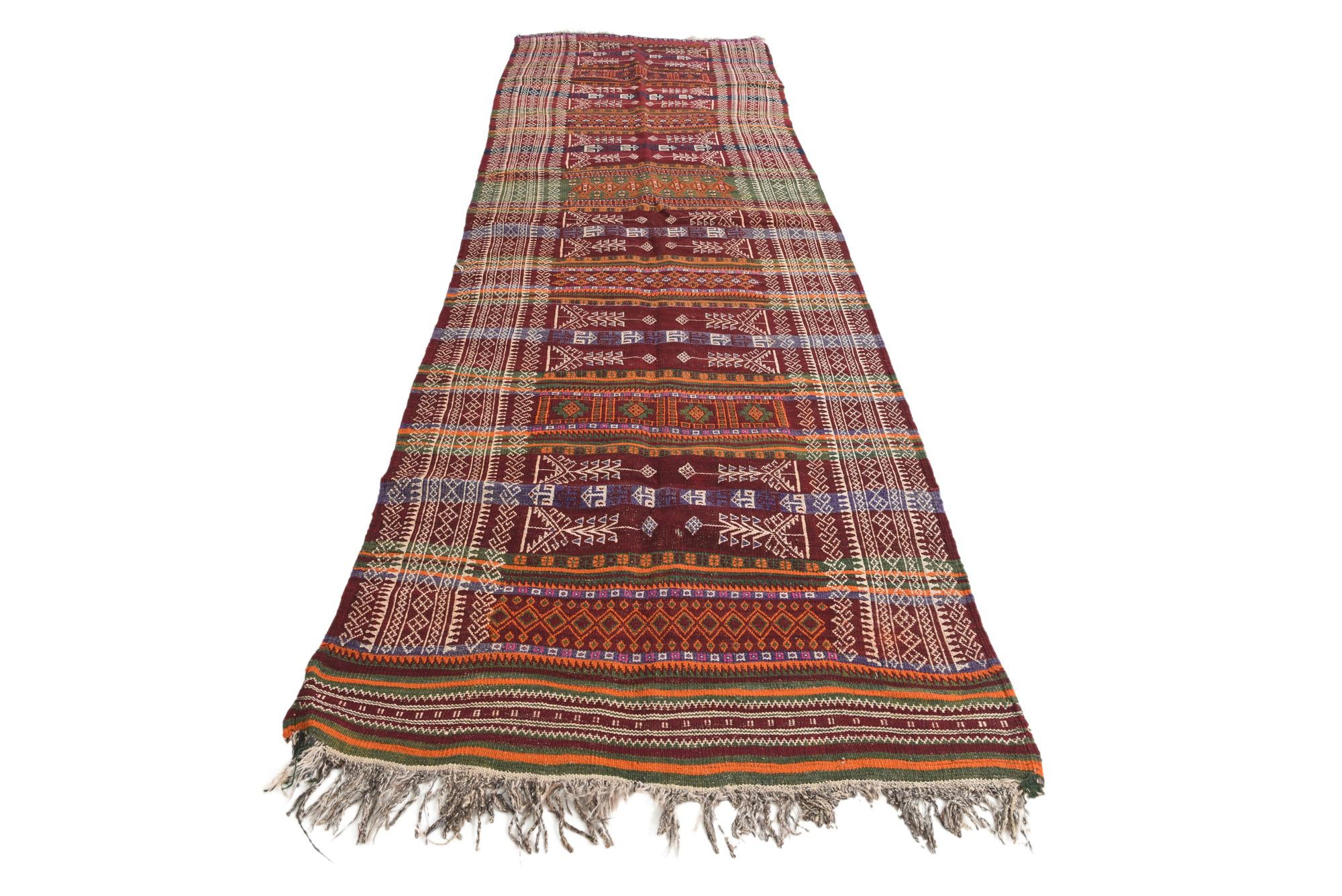 3' 8 x 12' Hand Woven Kilim Fars Wool Runner Rug