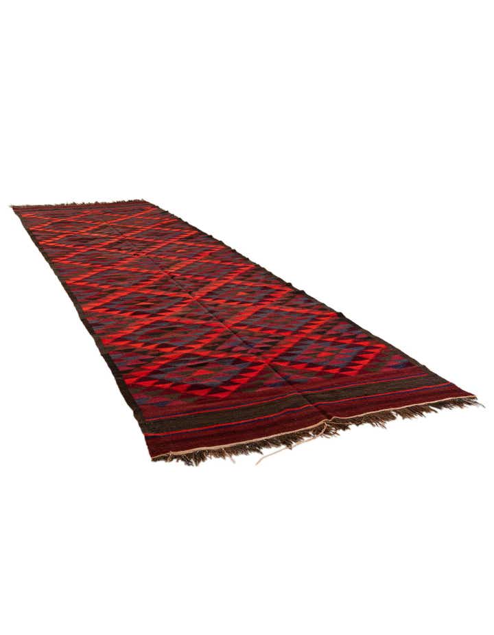 4' 6 x 14' 10 Hand Woven Kilim Fars Wool Runner Rug