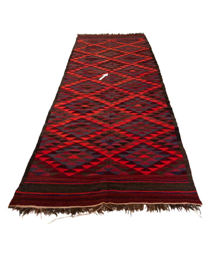 4' 6 x 14' 10 Hand Woven Kilim Fars Wool Runner Rug