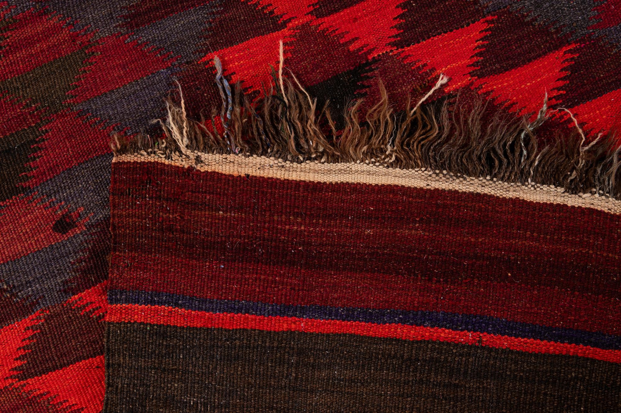 4' 6 x 14' 10 Hand Woven Kilim Fars Wool Runner Rug