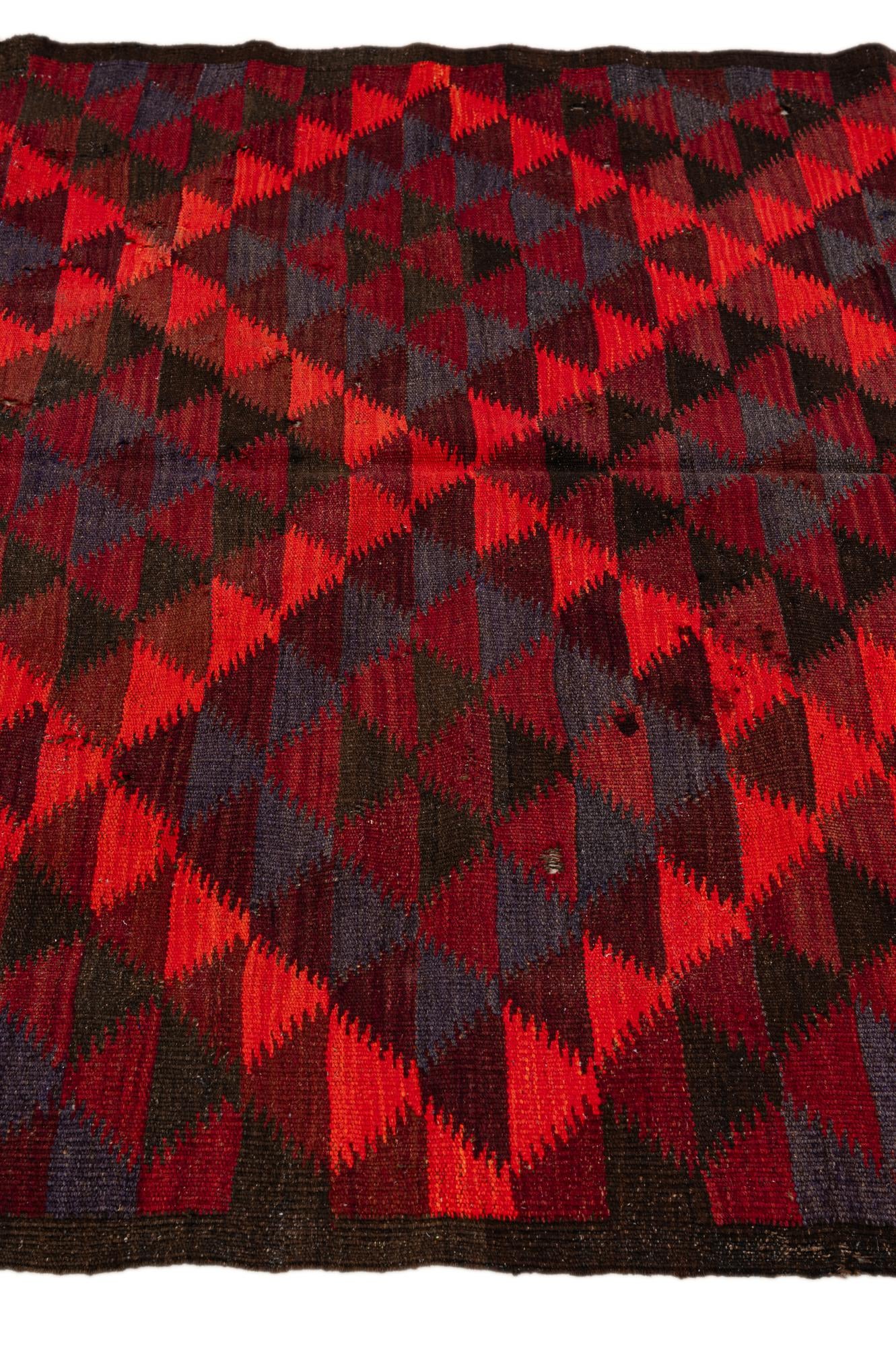 4' 6 x 14' 10 Hand Woven Kilim Fars Wool Runner Rug