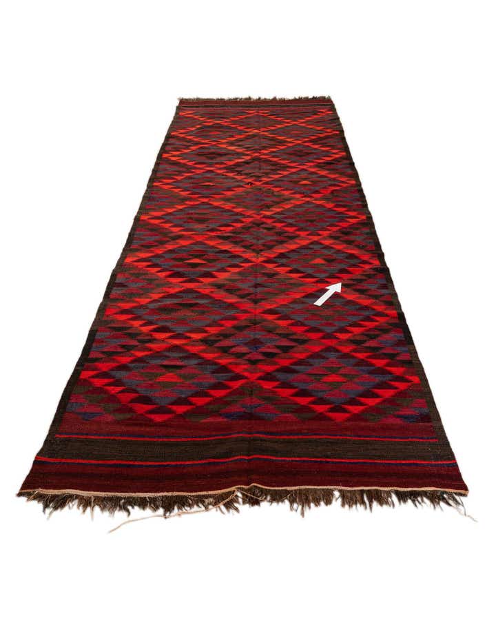 4' 6 x 14' 10 Hand Woven Kilim Fars Wool Runner Rug