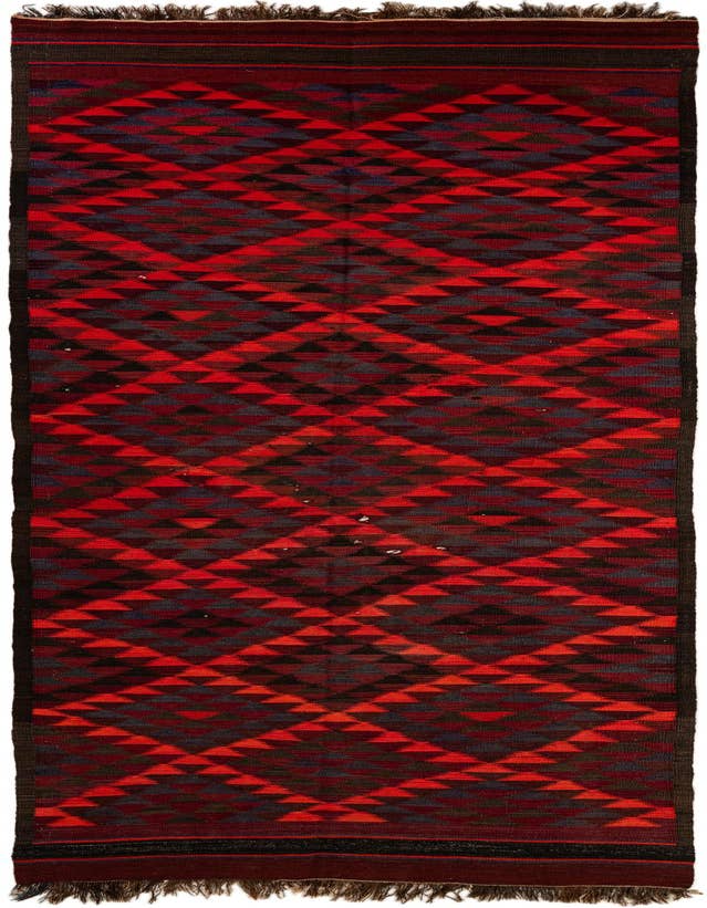 Detail image of 4' 6 x 14' 10 Hand Woven Kilim Fars Wool Runner Rug