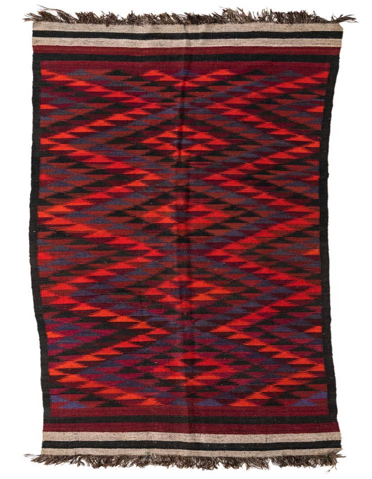 Detail image of 4' 5 x 11' 9 Hand Woven Kilim Fars Wool Runner Rug