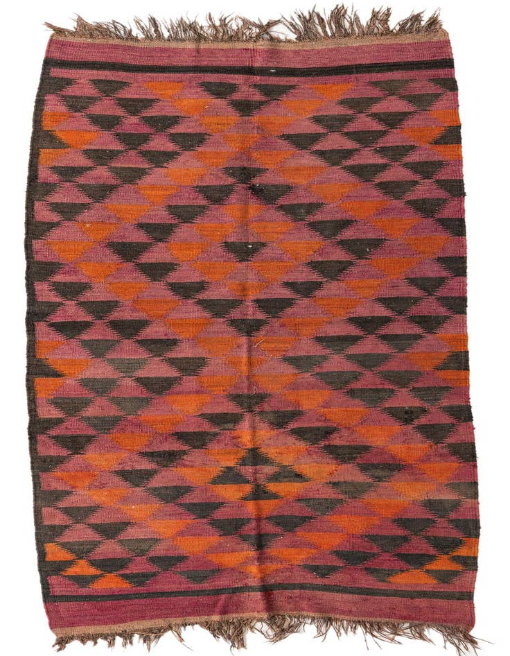 Detail image of 4' 5 x 9' 9 Hand Woven Kilim Fars Wool Runner Rug