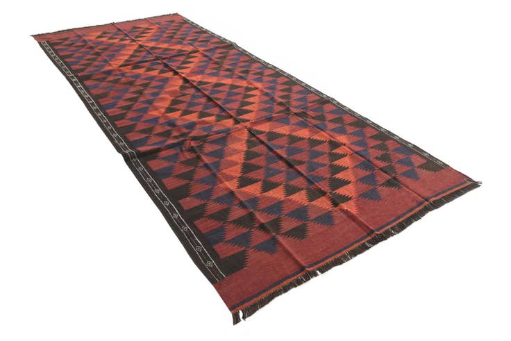 Detail image of 4' 7 x 10' 9 Hand Woven Kilim Fars Wool Runner Rug