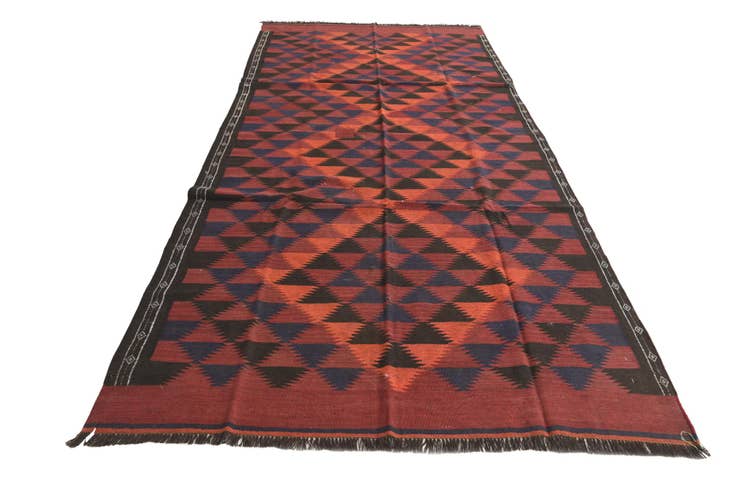 Detail image of 4' 7 x 10' 9 Hand Woven Kilim Fars Wool Runner Rug