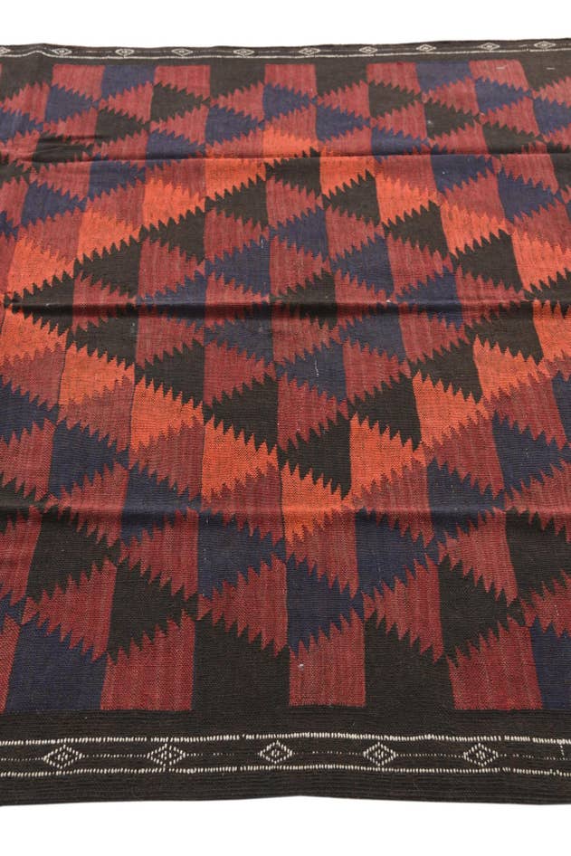 Detail image of 4' 7 x 10' 9 Hand Woven Kilim Fars Wool Runner Rug