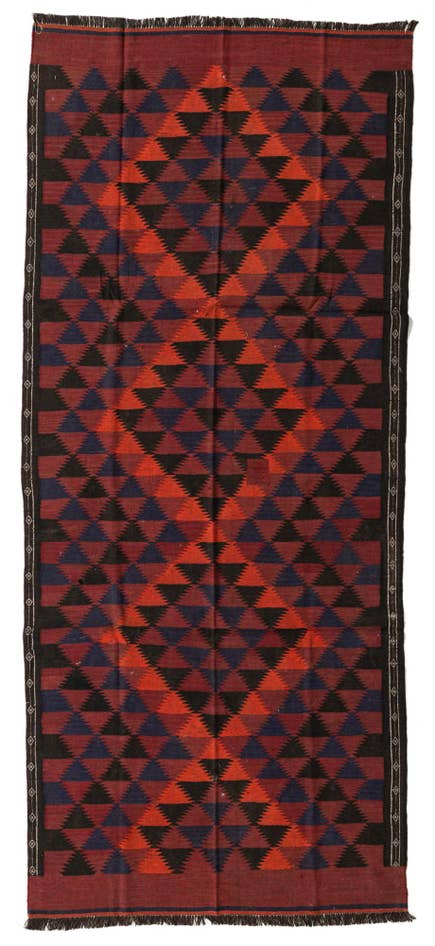 Detail image of 4' 7 x 10' 9 Hand Woven Kilim Fars Wool Runner Rug