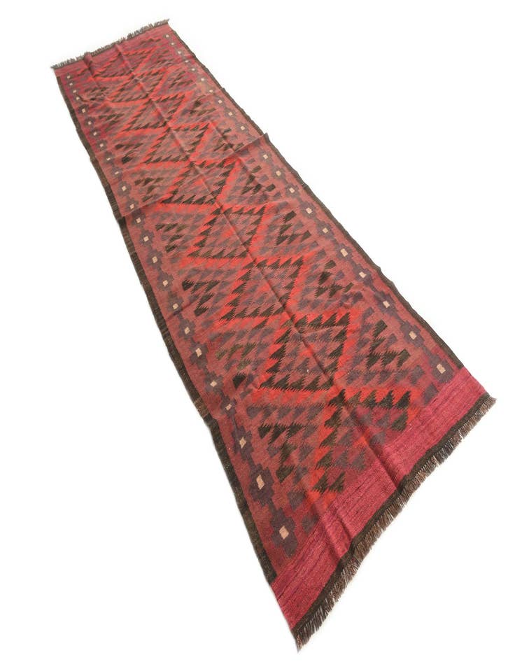 Detail image of 4' x 12' 3  Hand Woven Kilim Fars Wool Runner Rug