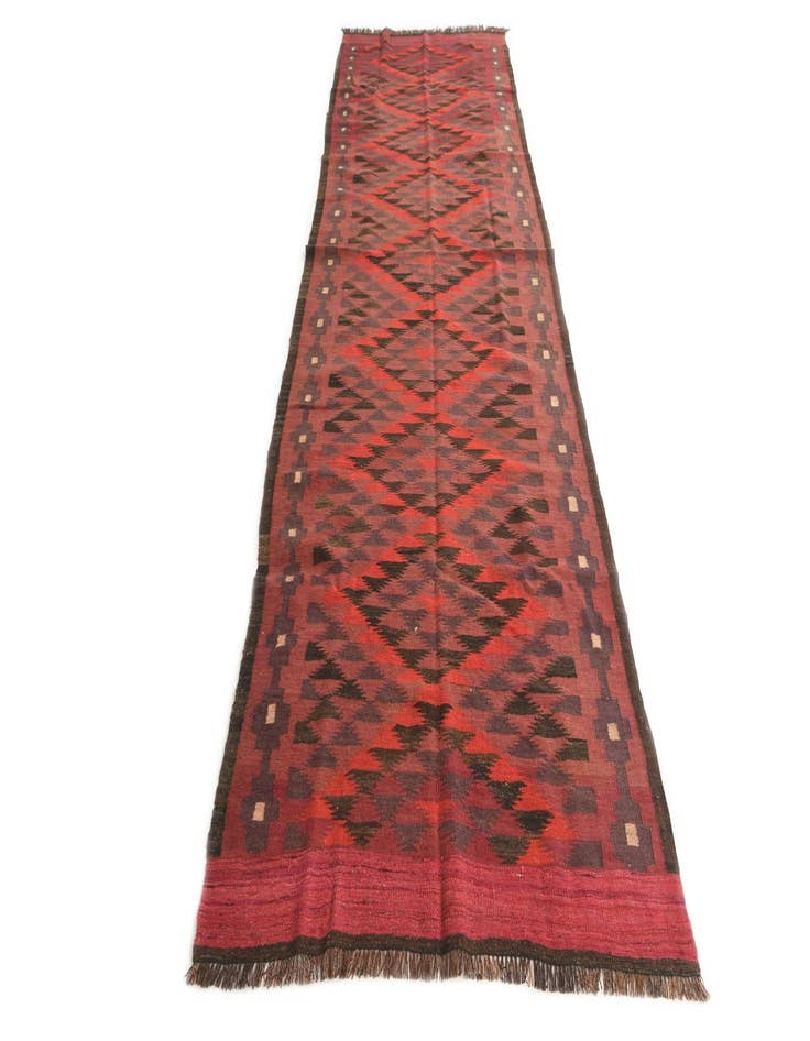 Detail image of 4' x 12' 3  Hand Woven Kilim Fars Wool Runner Rug