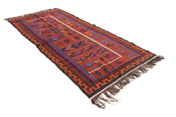 4' 4 x 9' 2 Hand Woven Kilim Fars Wool Runner Rug