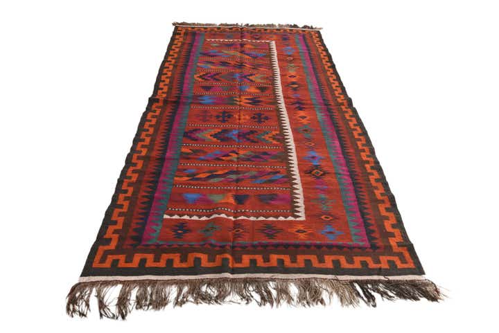 4' 4 x 9' 2 Hand Woven Kilim Fars Wool Runner Rug
