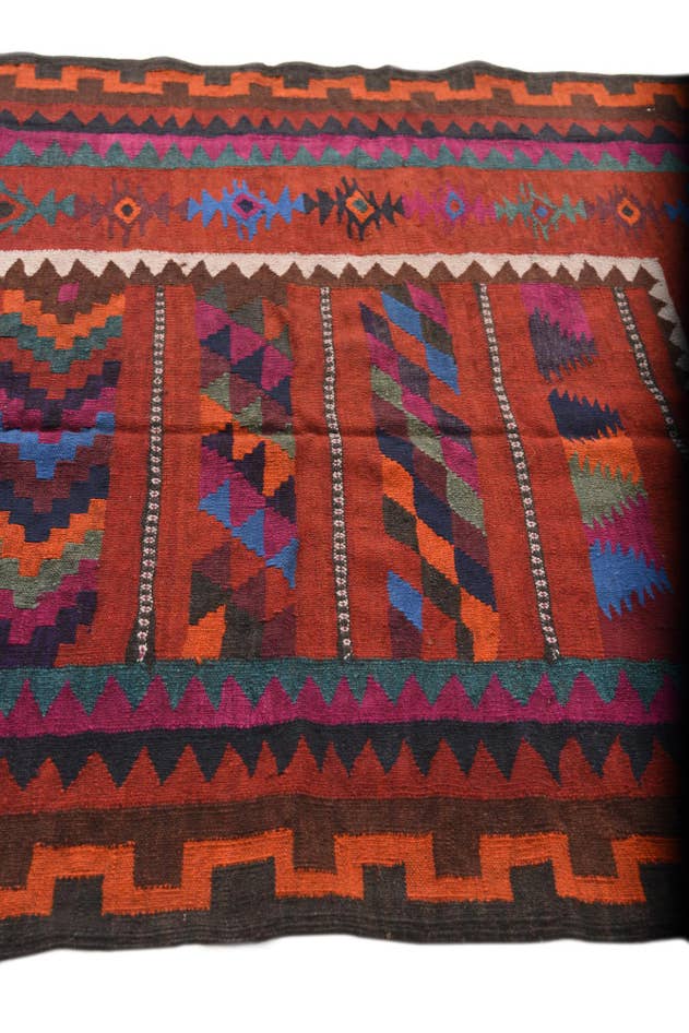 Detail image of 4' 4 x 9' 2 Hand Woven Kilim Fars Wool Runner Rug