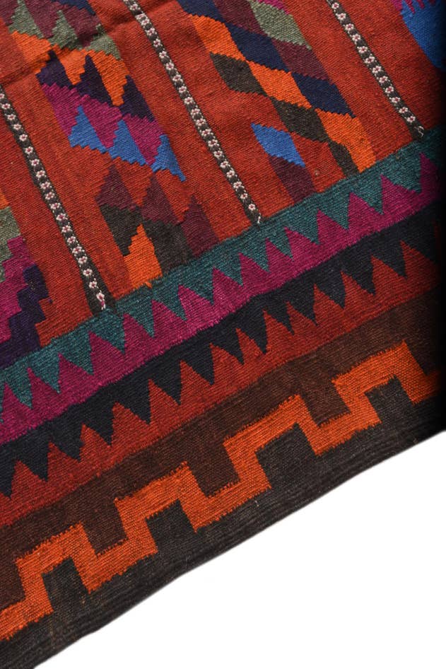 Detail image of 4' 4 x 9' 2 Hand Woven Kilim Fars Wool Runner Rug