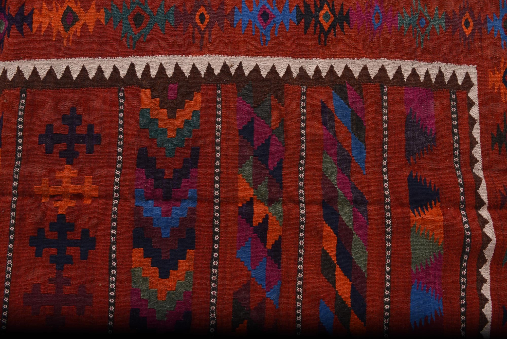4' 4 x 9' 2 Hand Woven Kilim Fars Wool Runner Rug