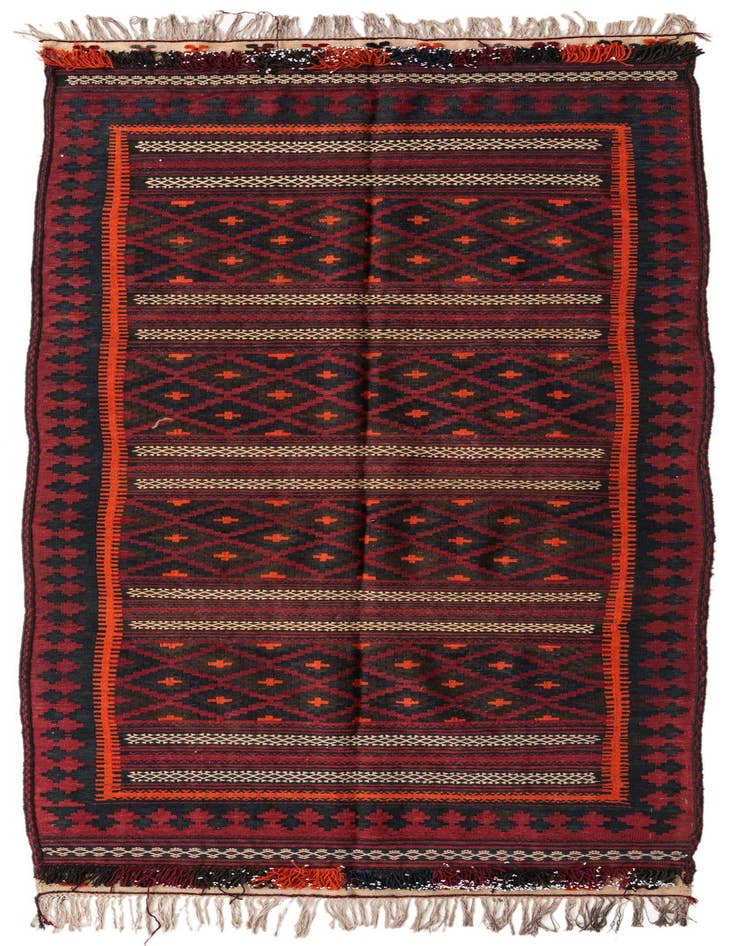 Detail image of 4' 1 x 9' 6 Hand Woven Kilim Fars Wool Runner Rug