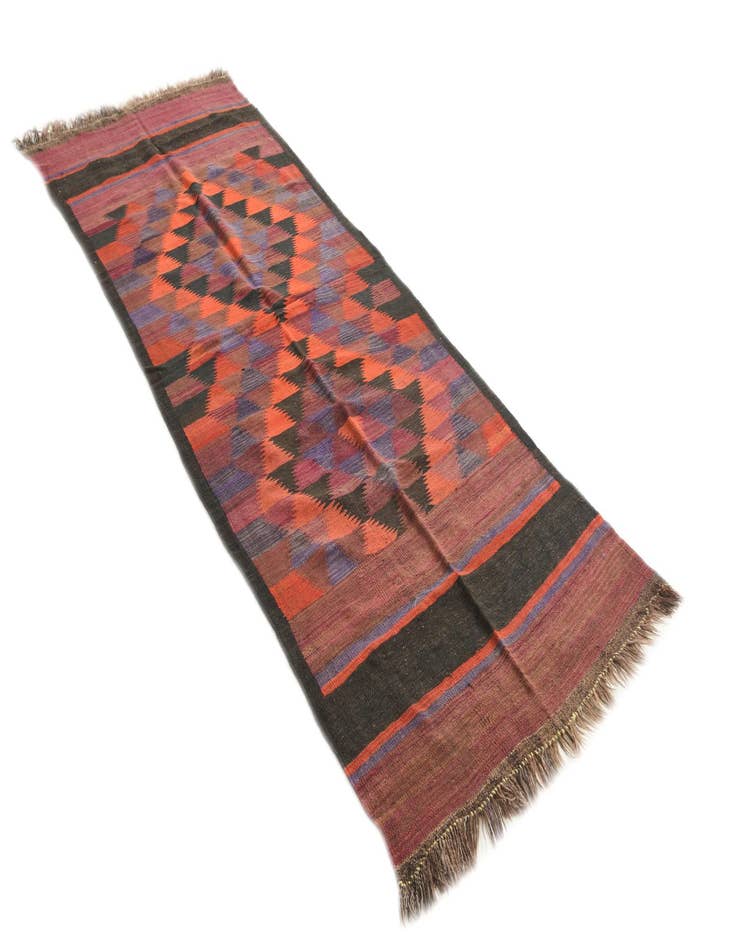 Detail image of 3' 7 x 10' 4  Hand Woven Kilim Fars Wool Runner Rug