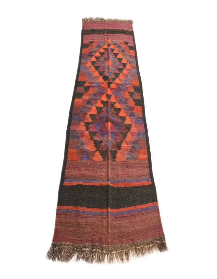 Detail image of 3' 7 x 10' 4  Hand Woven Kilim Fars Wool Runner Rug