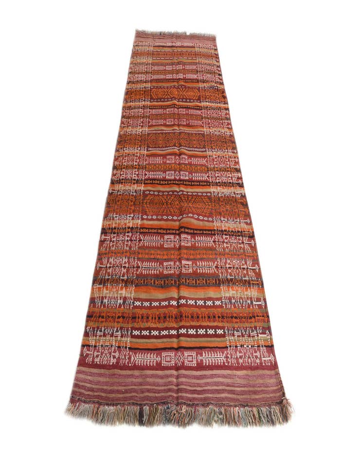 Detail image of 4' 2 x 11'  Hand Woven Kilim Fars Wool Runner Rug