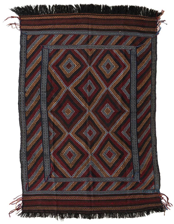 Detail image of 4' 3 x 8' 3 Hand Woven Kilim Fars Wool Runner Rug