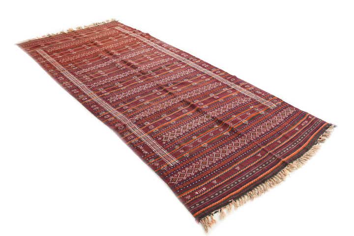 4' 10 x 11' Hand Woven Kilim Fars Wool Runner Rug