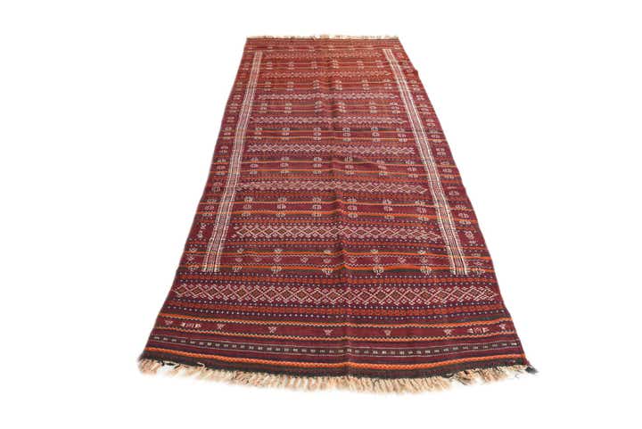 4' 10 x 11' Hand Woven Kilim Fars Wool Runner Rug