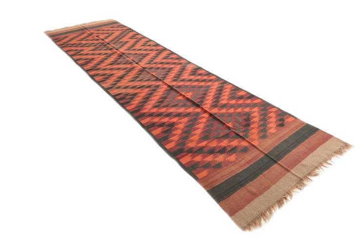 Detail image of 4' 2 x 15' Hand Woven Kilim Fars Wool Runner Rug