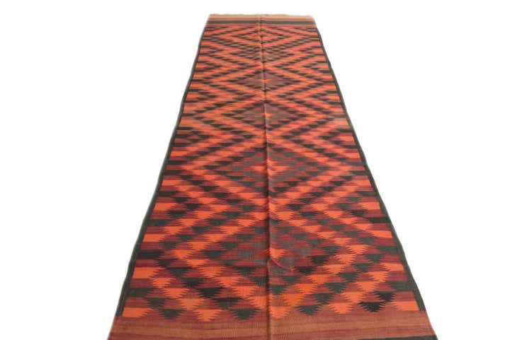 4' 2 x 15' Hand Woven Kilim Fars Wool Runner Rug