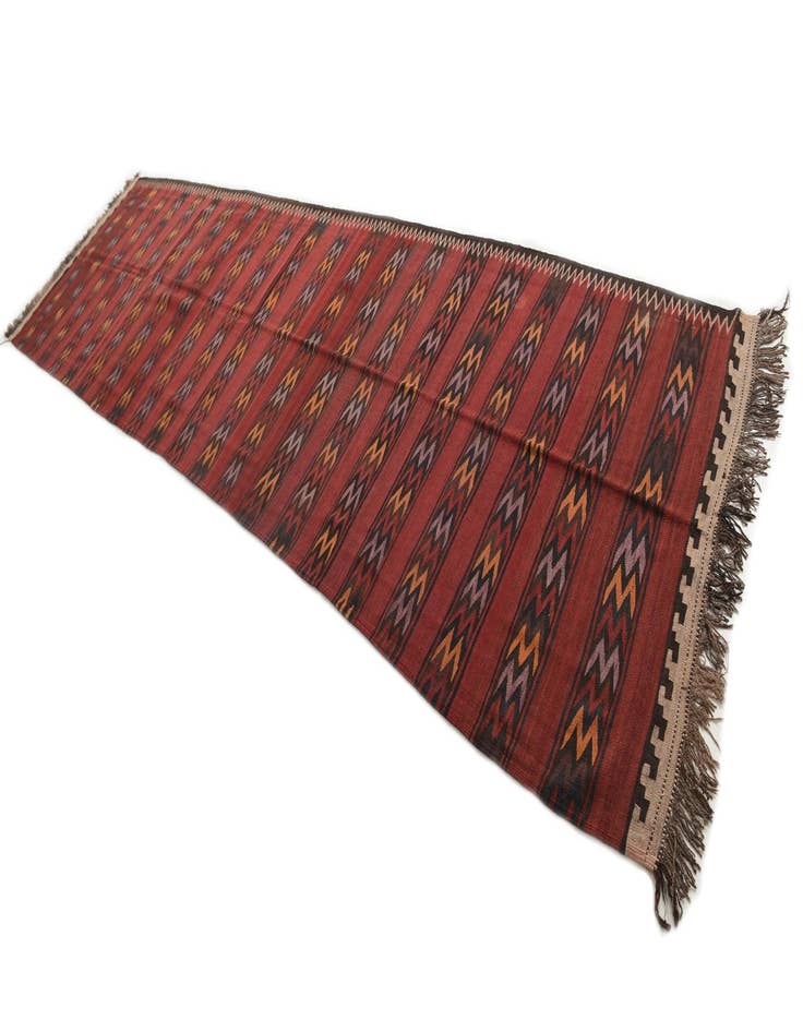 Detail image of 4' 3 x 15' 2  Hand Woven Kilim Fars Wool Runner Rug