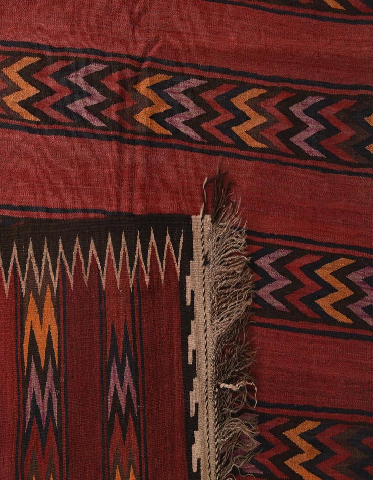Detail image of 4' 3 x 15' 2  Hand Woven Kilim Fars Wool Runner Rug
