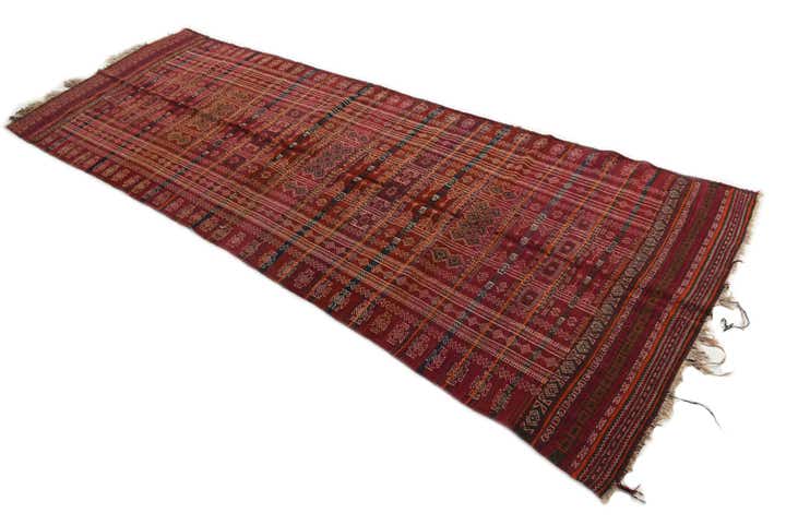 4' 9 x 13' 7 Hand Woven Kilim Fars Wool Runner Rug