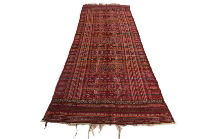 4' 9 x 13' 7 Hand Woven Kilim Fars Wool Runner Rug