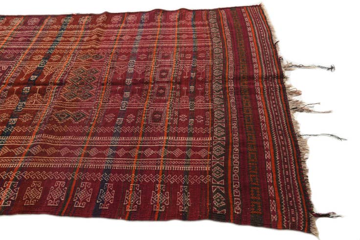 Detail image of 4' 9 x 13' 7 Hand Woven Kilim Fars Wool Runner Rug