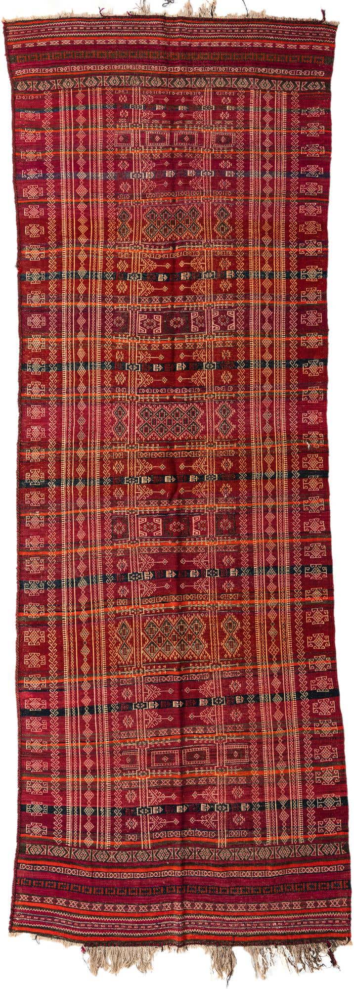 4' 9 x 13' 7 Hand Woven Kilim Fars Wool Runner Rug
