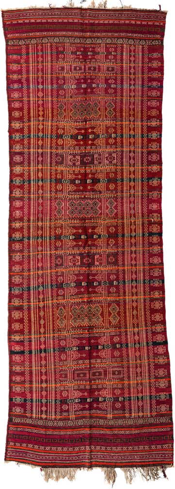 4' 9 x 13' 7 Hand Woven Kilim Fars Wool Runner Rug