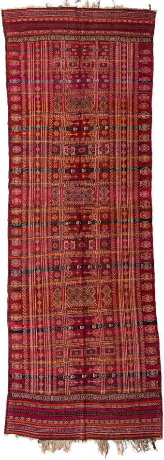 Detail image of 4' 9 x 13' 7 Hand Woven Kilim Fars Wool Runner Rug