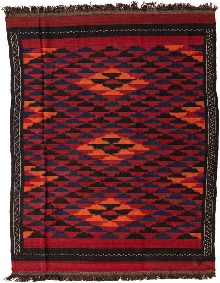 Detail image of 4' 7 x 12' 5 Hand Woven Kilim Fars Wool Runner Rug