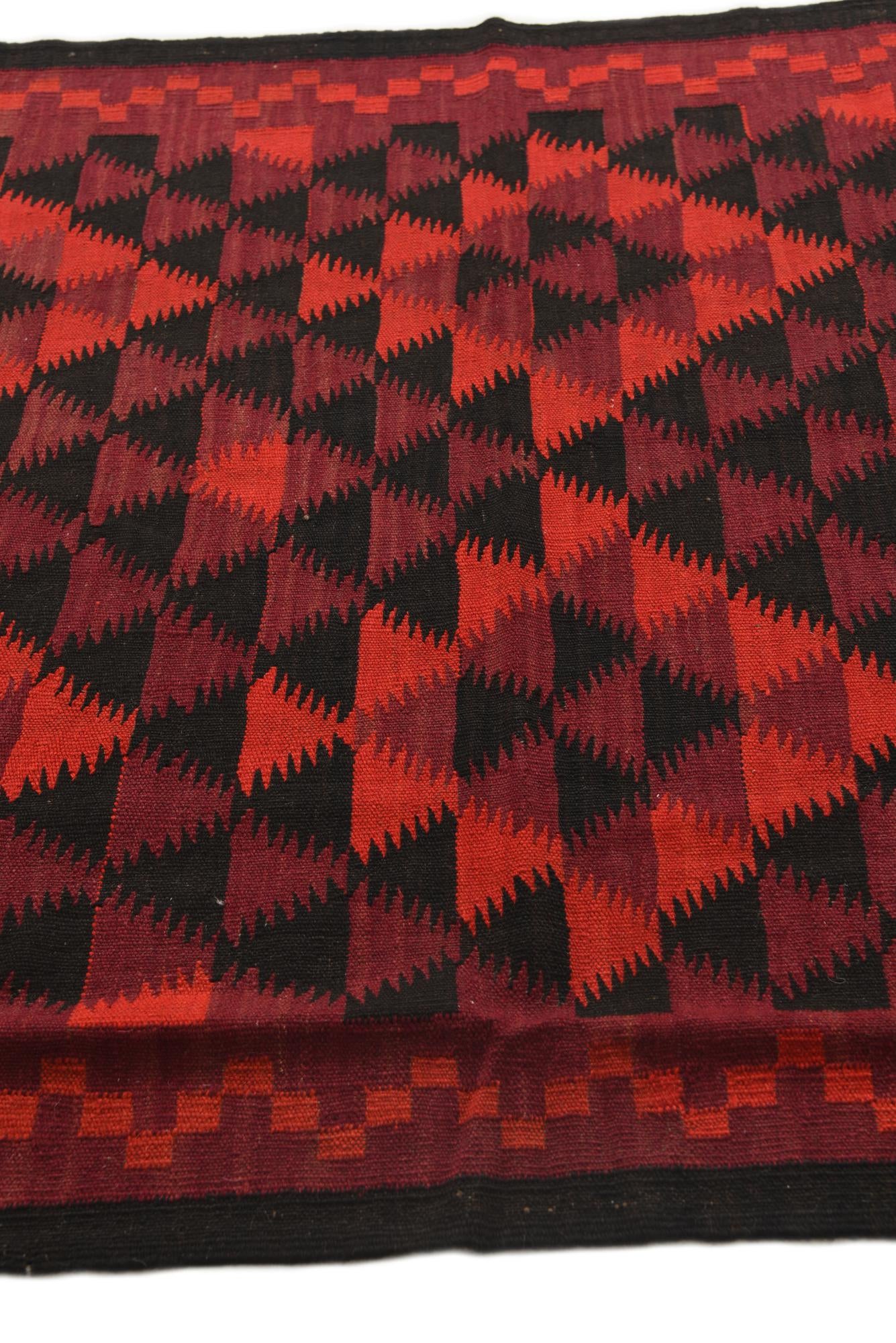 4' 3 x 14' 6 Hand Woven Kilim Fars Wool Runner Rug