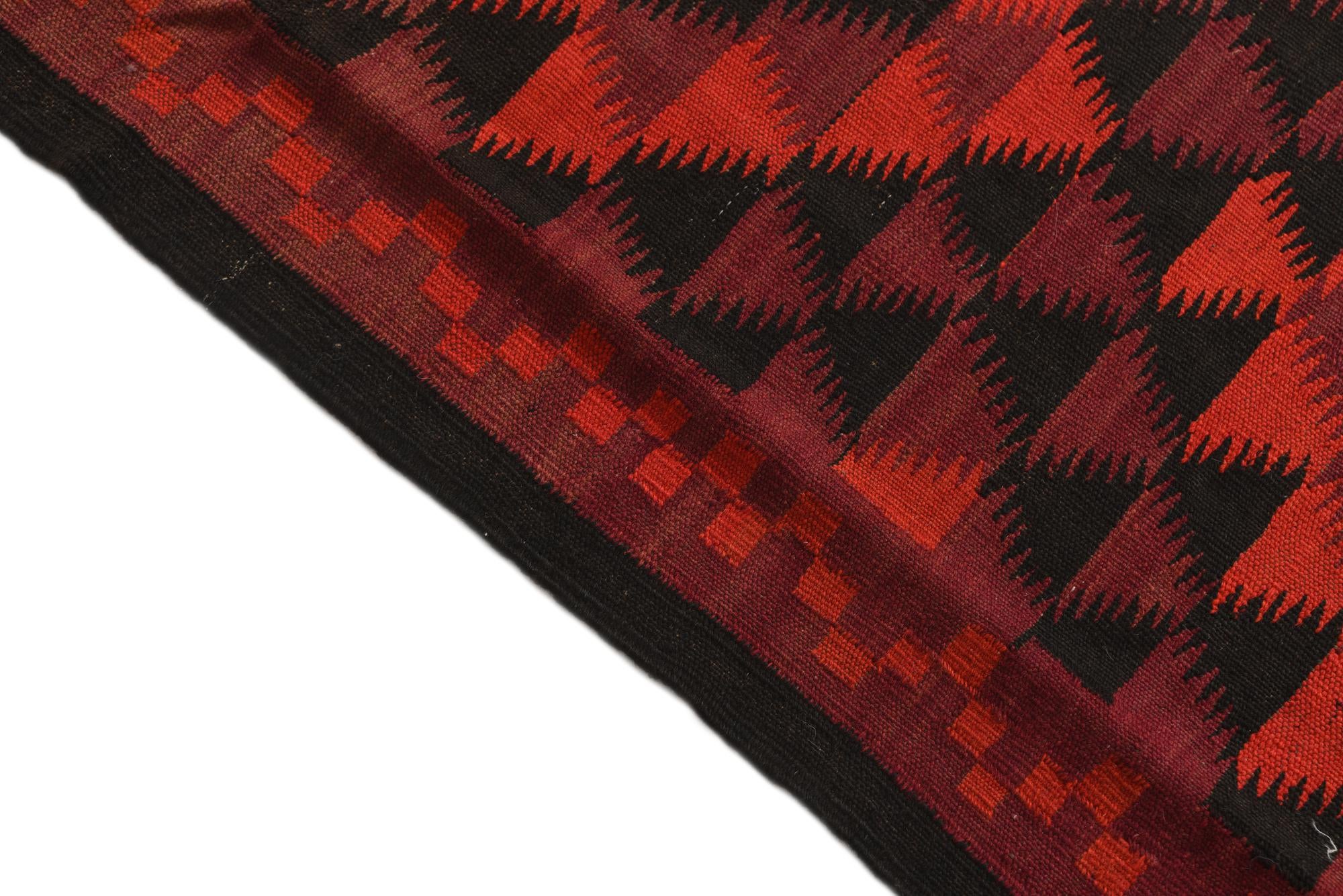 4' 3 x 14' 6 Hand Woven Kilim Fars Wool Runner Rug