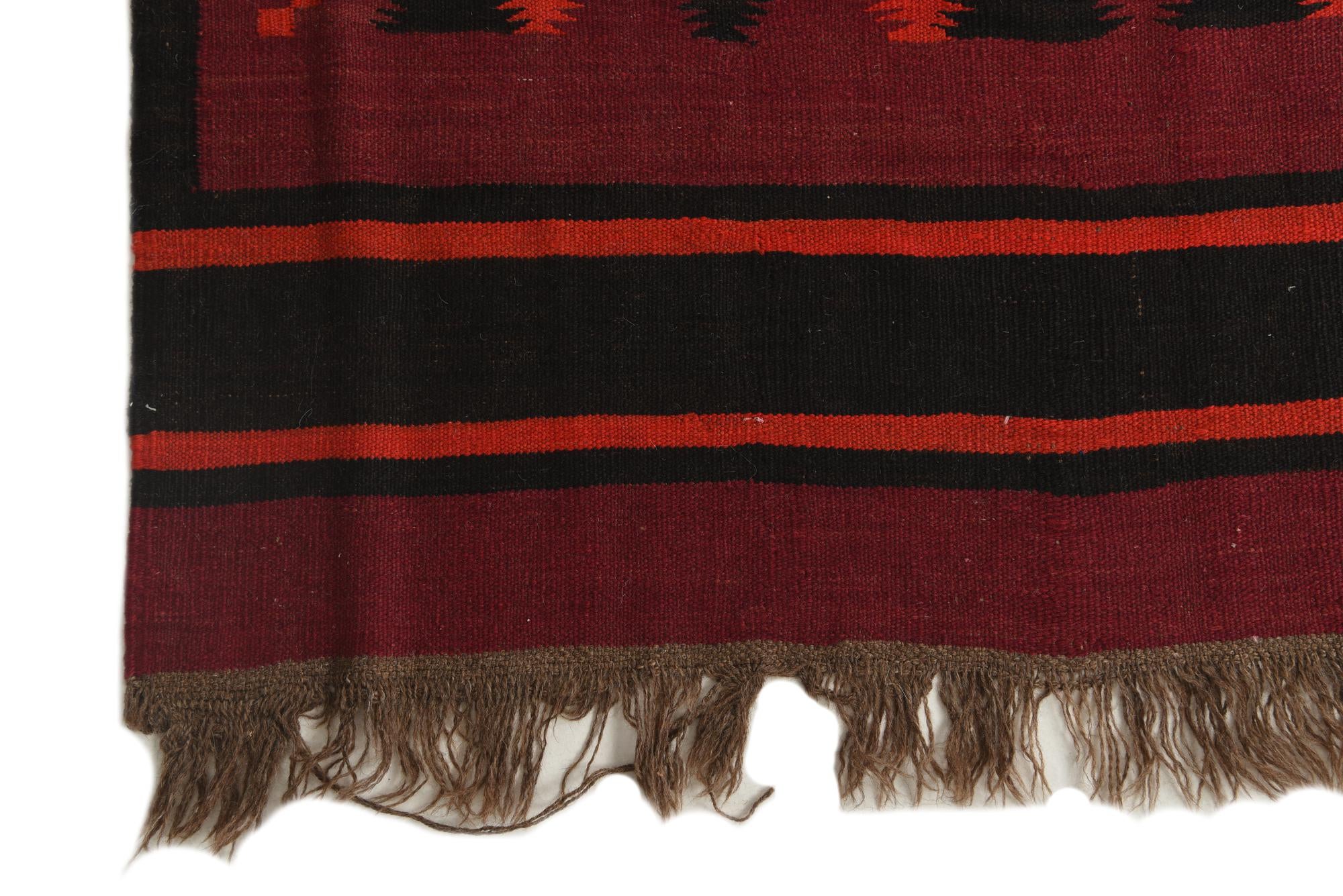 4' 3 x 14' 6 Hand Woven Kilim Fars Wool Runner Rug